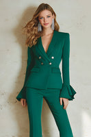 Load image into Gallery viewer, Dark Green 2 Piece Double Breasted Satin Women Prom Suits