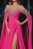 Load image into Gallery viewer, Sparkly Fuchsia Off the Shoulder A Line Long Formal Dress with Slit