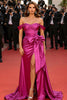 Load image into Gallery viewer, Fuchsia Off the Shoulder Long Formal Dress with Bow