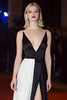 Load image into Gallery viewer, Patchwork Deep V-Neck Long Black and White Formal Dress with Slit