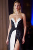 Load image into Gallery viewer, Patchwork Long Strapless Black and White Formal Dress with Slit