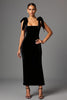 Load image into Gallery viewer, Black Square Neck Sheath Long Formal Dress with Bows