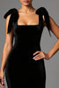 Load image into Gallery viewer, Black Square Neck Sheath Long Formal Dress with Bows