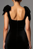 Load image into Gallery viewer, Black Square Neck Sheath Long Formal Dress with Bows