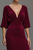 Load image into Gallery viewer, Burgundy Velvet Deep V-Neck Long Formal Dress with Sleeves
