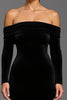 Load image into Gallery viewer, Black Velvet Off the Shoulder Sheath Long Formal Dress