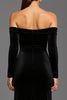 Load image into Gallery viewer, Black Velvet Off the Shoulder Sheath Long Formal Dress