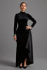 Load image into Gallery viewer, Black High Neck Velvet Long Formal Dress with Long Sleeves