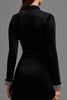 Load image into Gallery viewer, Black High Neck Velvet Long Formal Dress with Long Sleeves