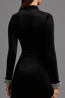 Load image into Gallery viewer, Black High Neck Velvet Long Formal Dress with Long Sleeves