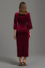 Load image into Gallery viewer, Burgundy Velvet V-Neck Long Formal Dress with Half Sleeves