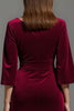 Load image into Gallery viewer, Burgundy Velvet V-Neck Long Formal Dress with Half Sleeves