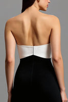 Load image into Gallery viewer, Black and White Strapless Long Sheath Formal Dress with Bow