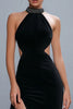 Load image into Gallery viewer, Sheath Cut Out Halter Long Formal Dress with Slit