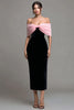 Load image into Gallery viewer, Black and Pink Velvet Bodycon Strapless Maxi Formal Dress with Bow