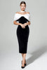 Load image into Gallery viewer, Black and White Velvet Bodycon Maxi Formal Dress with Bow