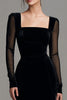 Load image into Gallery viewer, Black Sheath Velvet Long Sleeves Formal Dress with Slit