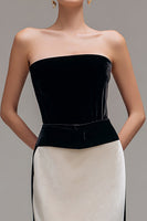 Load image into Gallery viewer, Black and Champagne Sheath Patchwork Long Formal Dress
