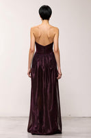Load image into Gallery viewer, Simple Coffee Strapless A-Line Long Formal Dress