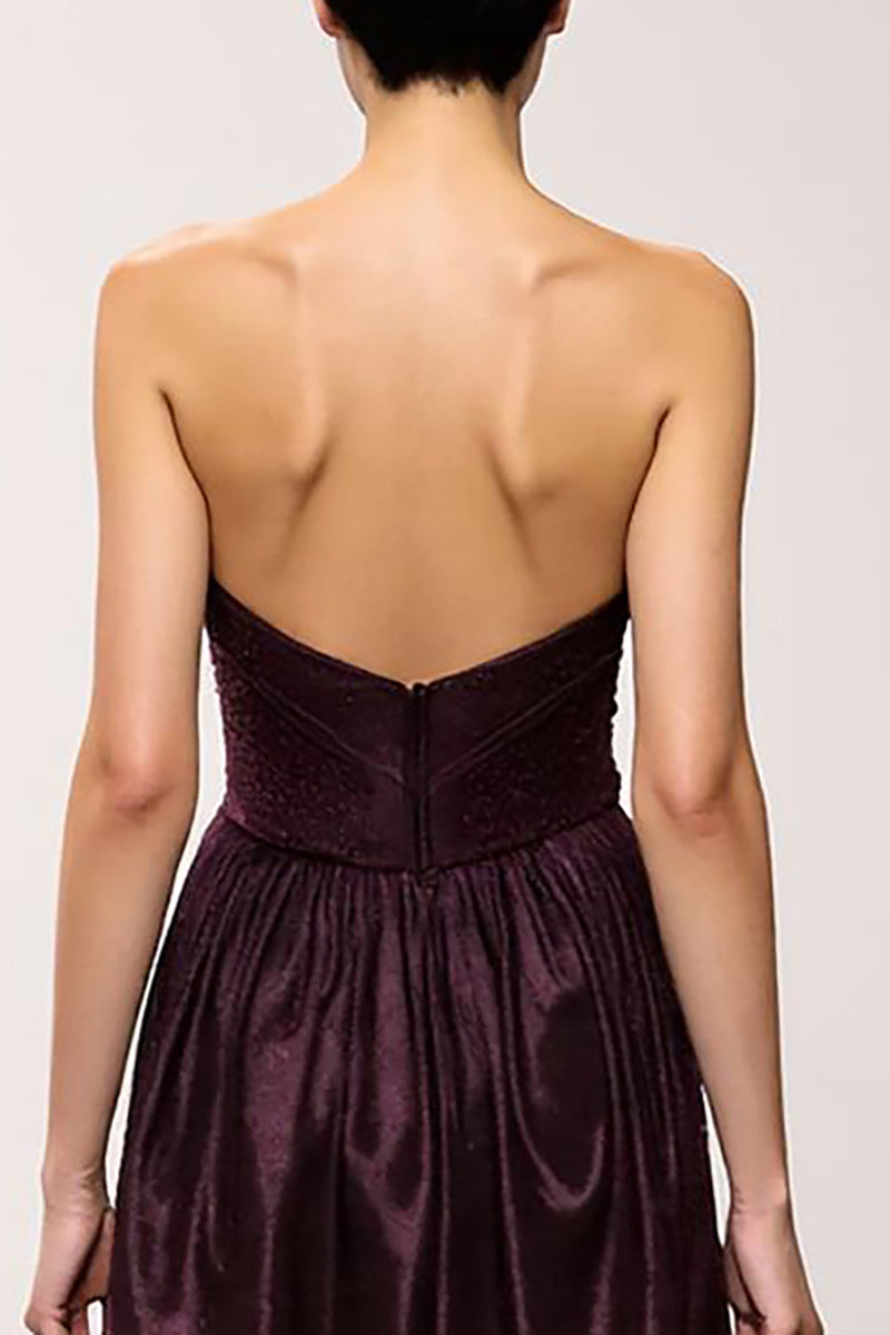 Load image into Gallery viewer, Simple Coffee Strapless A-Line Long Formal Dress