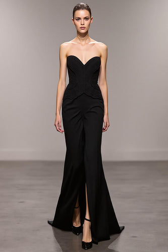 Black Sweetheart Mermaid Long Formal Dress with Slit