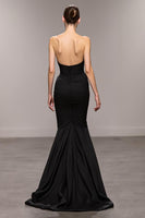 Load image into Gallery viewer, Black Sweetheart Mermaid Long Formal Dress with Slit