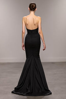 Black Sweetheart Mermaid Long Formal Dress with Slit