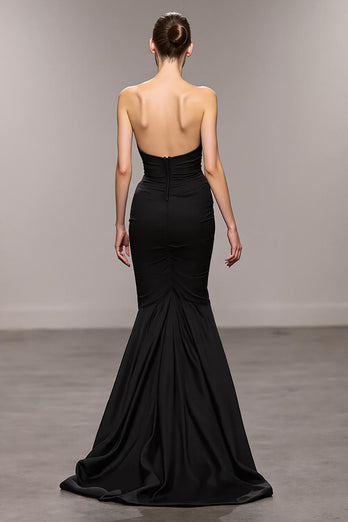 Black Sweetheart Mermaid Long Formal Dress with Slit