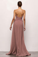Load image into Gallery viewer, Blush Strapless Ruched Backless Long Formal Dress with Slit