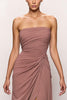 Load image into Gallery viewer, Blush Strapless Ruched Backless Long Formal Dress with Slit