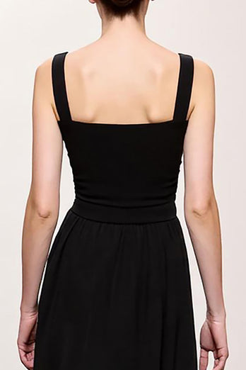 Simple Black A Line Ruched Long Formal Dress