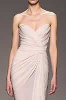 Load image into Gallery viewer, Elegant Ivory Sheath Strapless Ruched Long Formal Dress