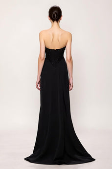 Black Sheath Sweetheart Long Formal Dress with Slit