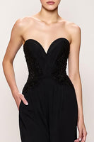Load image into Gallery viewer, Black Sheath Sweetheart Long Formal Dress with Slit