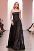 Load image into Gallery viewer, Sparkly Black A Line Strapless Long Formal Dress