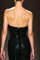 Load image into Gallery viewer, Sparkly Black Sequins Sheath Strapless Maxi Formal Dress