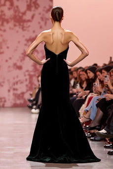 Black Velvet Strapless Mermaid Long Formal Dress