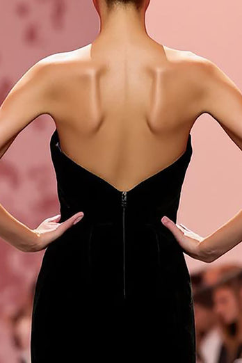 Black Velvet Strapless Mermaid Long Formal Dress