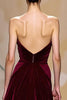 Load image into Gallery viewer, Dark Red Velvet Strapless Long Formal Dress