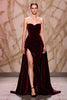 Load image into Gallery viewer, Dark Red Velvet Sweetheart Long Formal Dress with Slit