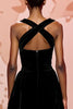 Load image into Gallery viewer, Simple Black Velvet Keyhole Long Formal Dress