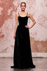 Load image into Gallery viewer, Simple Black Velvet Spaghetti Straps A-Line Long Formal Dress