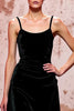 Load image into Gallery viewer, Simple Black Velvet Spaghetti Straps A-Line Long Formal Dress
