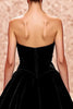 Load image into Gallery viewer, Simple Black Strapless Velvet Ruched A Line Long Formal Dress