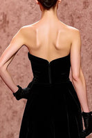 Load image into Gallery viewer, Black Velvet Strapless Long A-Line Formal Dress with Slit