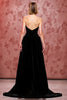 Load image into Gallery viewer, Black Velvet Long Strapless Formal Dress with Slit