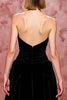 Load image into Gallery viewer, Black Velvet Long Strapless Formal Dress with Slit