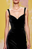 Load image into Gallery viewer, Black Thick Straps Velvet Long A-Line Formal Dress