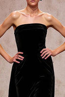 Load image into Gallery viewer, Black Strapless Velvet Backless Long Formal Dress