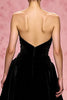 Load image into Gallery viewer, Simple Black Velvet Strapless A Line Long Formal Dress with Slit